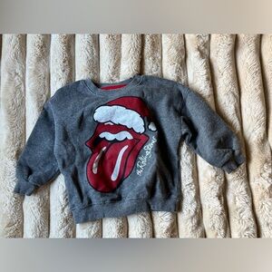Gray Rolling Stones Sweatshirt with Red Tongue Graphic